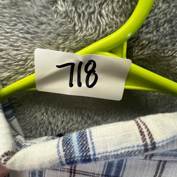 IZOD Mens XXL Long Sleeve Button Down Plaid Shirt White Blue Brown Essential Dad - Picture 8 of 8